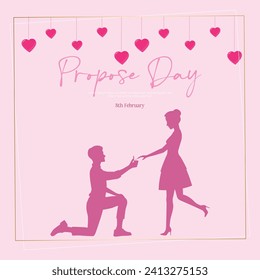 Vector illustration Promise Day Valentine’s Day editable post template