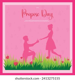 Vector illustration Promise Day Valentine’s Day editable post template