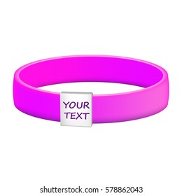 vector illustration of promo silicone or plastic elastic bracelet used for charity or advertisement with place for text bright pink