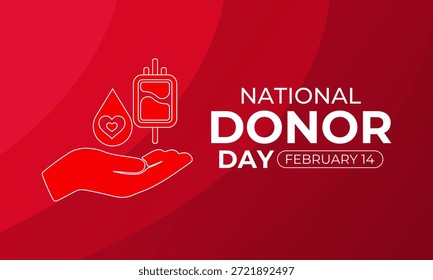 Ilustración vectorial de sensibilización sobre la donación de órganos y la generosidad vital para el Día Nacional del Donante de Órganos. Día Nacional del Donante de Órganos el 14 de febrero. Cartel de Anuncio, volante y diseño de fondo