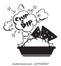Vector illustration promoting the combination of chips and sauces