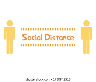 Vector illustration promoting social distance . 