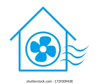 Vector illustration promoting ventilation of room air . 