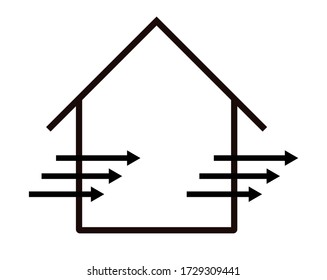 Vector illustration promoting ventilation of room air . 