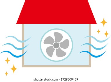 Vector illustration promoting ventilation of room air . 