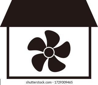 Vector illustration promoting ventilation of room air . 