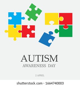 Vector illustration promoting world autism awareness day,colorful puzzle,text and graphics on the card, banner or poster.Graphic element.