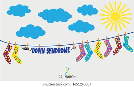 Vector illustration promoting World Down Syndrome Day, graphics for poster or banner.