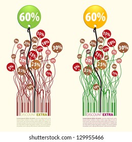 The vector illustration "Promotion discount Extra 60%" Available in RGB, this vector file may be downloaded for all kinds of professional uses. / Promotion Discount Extra 60 Percent.