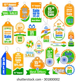 vector illustration of promotional and advertisement sale tag for Independence Day of India