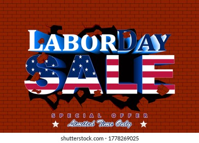 Vector illustration for promotional sales for US Labor Day. Perfect for any use.