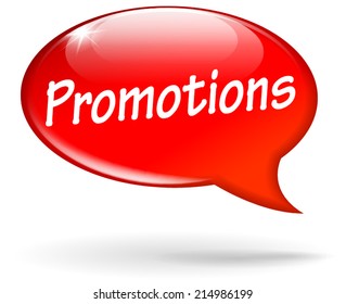 Vector illustration of promotions red speech bubble icon