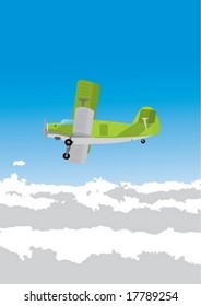 Vector illustration of propeller-driven biplane