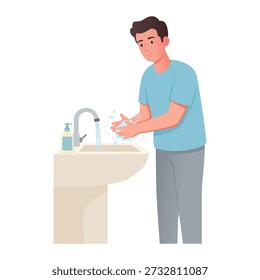 Vector illustration of proper hand washing for hygiene and infection prevention. Perfect for public health campaigns, medical guidelines, hospital signage, and healthcare awareness content.