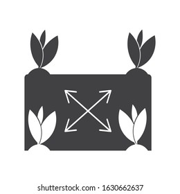 Vector illustration of proper planting. Spacing between plants. Optimal distance. Helpful information.