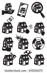Vector illustration of properties and related circle icon set.