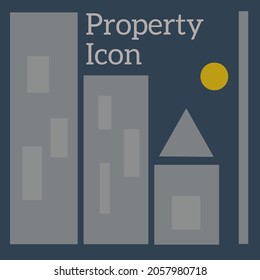 Vector illustration for property icon with building and house concept on dark blue background