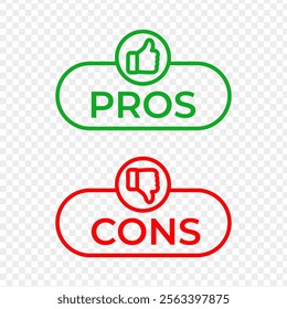 Vector illustration of Pros and Cons button isolated on transparent background