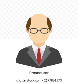 Vector illustration of Prosecutor Avatar in color on a transparent background (PNG). EPS Vector