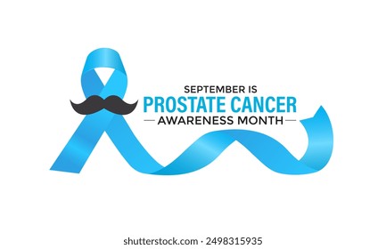 vector illustration Prostate Cancer Awareness Realistic Light-Blue Ribbon with mustache .Background, placard, banner design template.