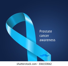 Vector Illustration of Prostate cancer ribbon awareness for Design, Website, Background, Banner. Ribbon with mustache Element. Template for November
