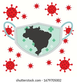 vector illustration protect brazil mask for virus corona