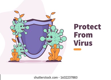 Vector illustration protect from virus. protect from covid-19 virus or corona virus concept. fight the virus. defend from virus. avoiding corona viruses.