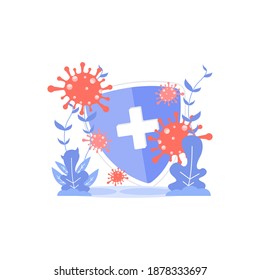 Vector illustration protect from virus. protect from covid-19 or corona virus concept. fight the virus. defend from virus.