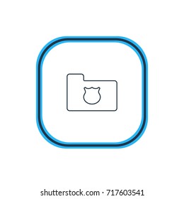 Vector Illustration Of Protected Folder Outline. Beautiful Network Element Also Can Be Used As Privacy Doc Element.