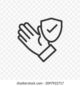 Vector illustration of protected hands icon in dark color and transparent background(png).