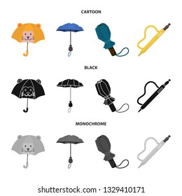 Vector illustration of protection and closed icon. Collection of protection and rainy vector icon for stock.
