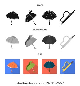 Vector illustration of protection and closed icon. Set of protection and rainy vector icon for stock.