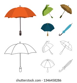 Vector illustration of protection and closed icon. Set of protection and rainy stock vector illustration.