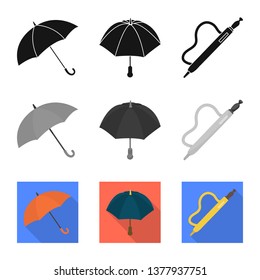 Vector illustration of protection and closed icon. Set of protection and rainy stock symbol for web.