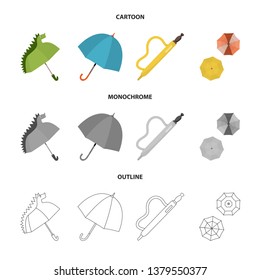 Vector illustration of protection and closed icon. Collection of protection and rainy vector icon for stock.