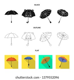 Vector illustration of protection and closed icon. Collection of protection and rainy vector icon for stock.