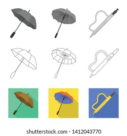 Vector illustration of protection and closed icon. Set of protection and rainy stock vector illustration.