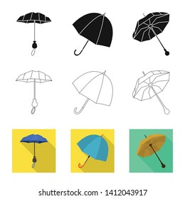 Vector illustration of protection and closed icon. Set of protection and rainy vector icon for stock.