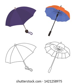 Vector illustration of protection and closed icon. Collection of protection and rainy vector icon for stock.