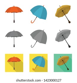 Vector illustration of protection and closed icon. Set of protection and rainy stock vector illustration.