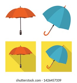 Vector illustration of protection and closed icon. Set of protection and rainy stock symbol for web.