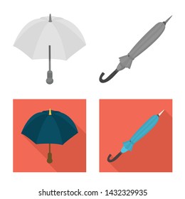 Vector illustration of protection and closed icon. Collection of protection and rainy vector icon for stock.