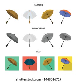 Vector illustration of protection and closed icon. Set of protection and rainy vector icon for stock.