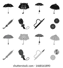 Vector illustration of protection and closed icon. Collection of protection and rainy vector icon for stock.