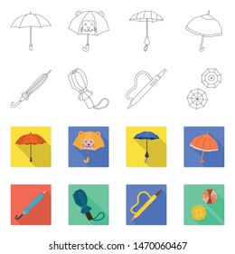 Vector illustration of protection and closed icon. Set of protection and rainy stock vector illustration.