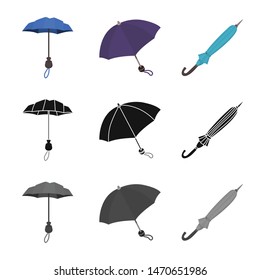 Vector illustration of protection and closed icon. Collection of protection and rainy stock symbol for web.