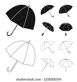 Vector illustration of protection and closed logo. Set of protection and rainy stock vector illustration.