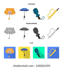 Vector illustration of protection and closed logo. Collection of protection and rainy stock symbol for web.