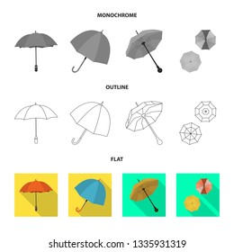 Vector illustration of protection and closed logo. Collection of protection and rainy stock symbol for web.