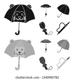 Vector illustration of protection and closed logo. Set of protection and rainy stock vector illustration.